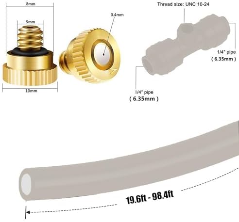 Misting Cooling System with Brass Fog Nozzles & Pump, Outdoor Mister System for Outside Patio, for Garden Greenhouse Umbrella (Size : 19M(62.3ft)-28 nozzles) - Image 3