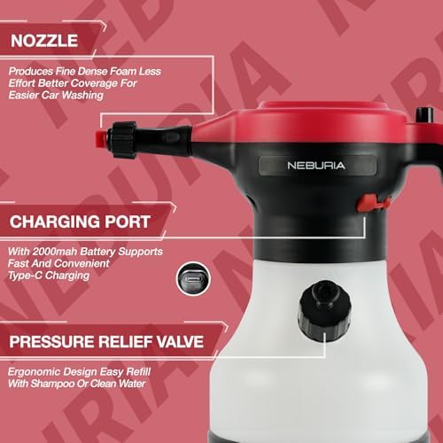 Electric Foam Sprayer with Brush Kit, Cordless Car Wash Sprayer with 2000mAh Battery, Automatic Foam Sprayer, 3 Adjustable Nozzles, Cleaning Brushes for Car Detailing, Wheels & Interior - Image 2