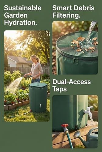 Rain Water Collection Barrel Water Storage Tank with Spigot, Hose and Portable Bucket, Large Plastic Collapsible Rain Catcher Catchment System to Collect Rainwater from Gutter (53Gallon=200L) - Image 2