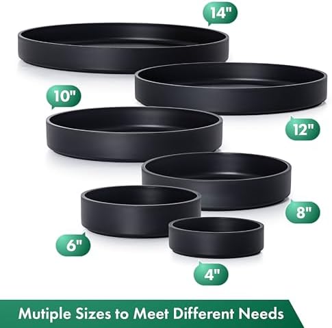 Phoenix Vine 14 Inch Plastic Plant Saucer Water Drip Tray, Heavy Sturdy Round Plant Drainage Tray for Indoors Outdoor, Matte Black, 21-TY-14B-1 - Image 7