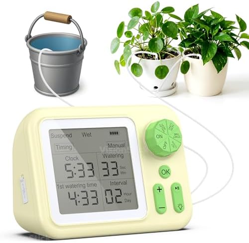 Automatic Indoor Drip Irrigation System with Programmable Timer Auto Vacation Plant Waterer for Up to 15 Potted Houseplants Rechargeable Self Watering Device by Unknown