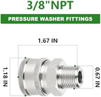 TAISHER 4PCS 304 Stainless Steel 3/8" Male NPT High Pressure Washer Quick Connect Coupler for Pressure Washing Gun Hose Accessories - Image 2