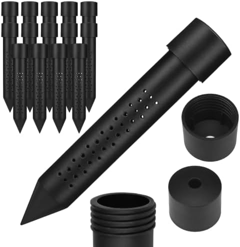 Junkin 15 Pack 8 Inch Large Deep Root Watering Stake, Black 15 by Junkin