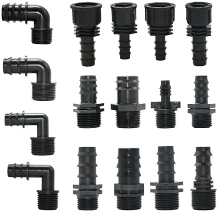 5pc 16mm 20mm 25mm 32mm Garden Hose PE Tube Barb Connector 1 2 3 4 1 Inch Thread Straight Elbow Coupler Fitting Farm Irrigation Joint(I) by Unknown