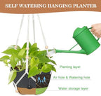 3 Pack Hanging Planters Set, 10inch Self-Watering Hanging Plant Pot, Macrame Plant Hanger with Pot, Chains, S & Ceiling Hooks, Removable Saucer and Drainage Holes for Indoor, Outdoor Plants - Black - Image 6