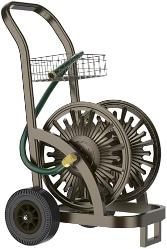 GOFORWILD Heavy Duty Steel Garden Hose Reel Cart with Wheels by GOFORWILD