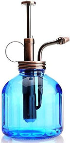 Plant Mister-Blue Glass Bottle & Brass Sprayer (Antique Copper) - Image 3
