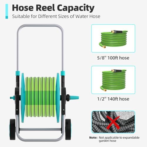 Garden Hose Reel for Outside,Hold Up to 100 ft of 5/8’’ Hose - Image 4