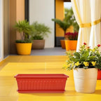 MAGICLULU 2pcs Large Plastic Rectangle Planters with Saucers for Balcony and Garden, Thickened Window Boxes for Vegetable and Strawberry Planting, Brick Red Sturdy Flower Holders - Image 4