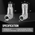 90° Elbow Flat Face Hydraulic Coupler, 1/2" Body Size x 3/4" NPT - Image 4