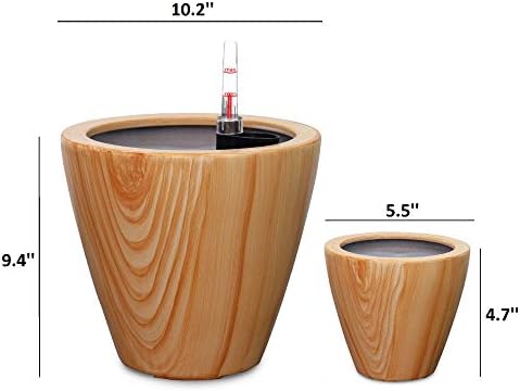 10 in Self-Watering Planters, 10 Inch, 2-Pack, Light Brown - Image 3