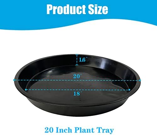 Plant Saucer, 5 Pack - 20 Inch Heavy Duty Plastic Tray for Pots, Drainage Hole, Large Drip Tray for Indoors, Waterproof, Easy to Clean, Reusable, Round, Black - Image 3