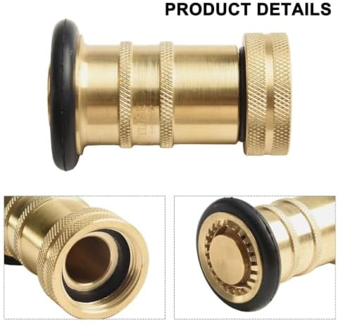 Brass Fire Hose Nozzle 1 Inch NH High Pressure Spray Brass Nozzle 1" NH/NST for Fire Hose Fireman Style Brass Nozzle 1 Inch for Use 1 Inch NH Brass Nozzle High Flow Water Sprayer Leak-Proof Brass Hose - Image 7
