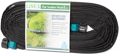 LINEX Flat Soaker Hose 1/2" x 50 ft for Garden Beds Drip Sprinkler Irrigation Hose Heavy Duty Saving 80% Water For Vegetable by LINEX