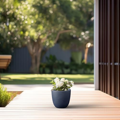 Kante Small Round Bowl Charcoal Concrete Planter 10" Dia, Outdoor - Image 2