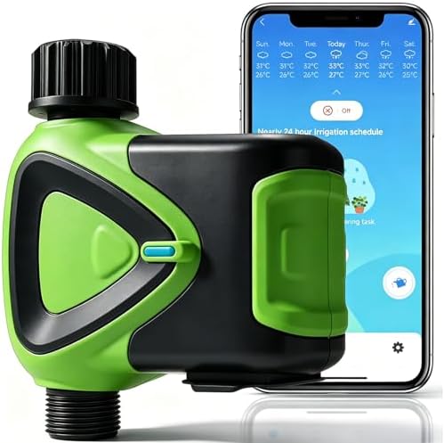 Smart WiFi Hose Timer No Hub Required, App-Controlled Sprinkler Timer for Garden Hose, Automatic Watering Timer for Lawn Yard Greenhouse, Rain Delay, 3/4 Inch Faucet, IP65 Waterproof by RISOON