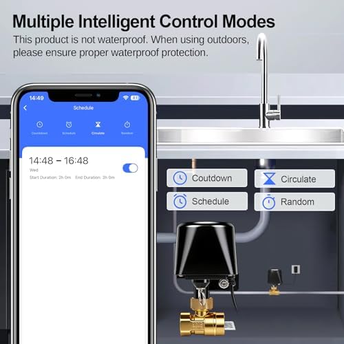 WIFI & Bluetooth Smart Water Valve, DN15 Ball Brass Valve, WIFI Control Water Shutoff Valves Compatible With Alexa, Google and Application Program iOS/Android, Only 2.4GHZ WiFi(1/2") - Image 6