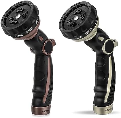 RESTMO Heavy Duty Metal Garden Hose Nozzle with 9 Spray Patterns | High Pressure, 3/4" NH Threaded Fitting, Zinc & Aluminum Construction by Restmo