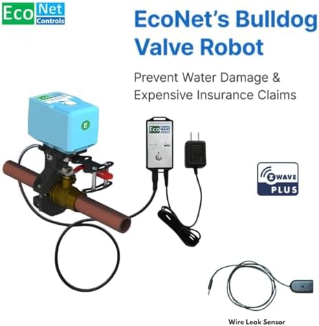 EVC200-WLS1M Bulldog Valve Robot with Wired Leak Sensor, Z-Wave Water Shutoff Valve, Smart Home Hub Required, Easy DIY Install, No Plumbing, Fits up to 1.5" Valves - Image 2