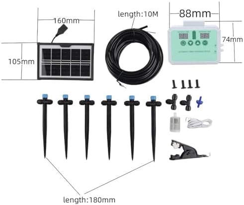 Solar Drip Irrigation System, Solar Panel Kit Outdoor, 10m Tubing, Type C Charging, LED Display, for Garden Farm Greenhouse Balcony Vacation (White) - Image 4