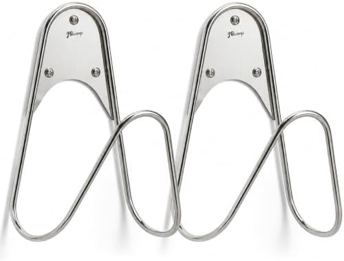 JBscoop Garden Hose Holder Stainless Steel Small Wall Mount Garden Hose Hook, Ideal for Water, Air, Hydraulic Hose, Ropes, Extension Cords Heavy Duty & Rust Proof (2) by JBscoop
