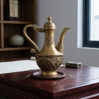Menolana Brass Vessel Vintage Pot Copper Antique Decorative Relief Dragon Immortal Bird Handled Spout Suitable for Shelf Table Cabinet Display 12.5cmx15.5cm - Image 6
