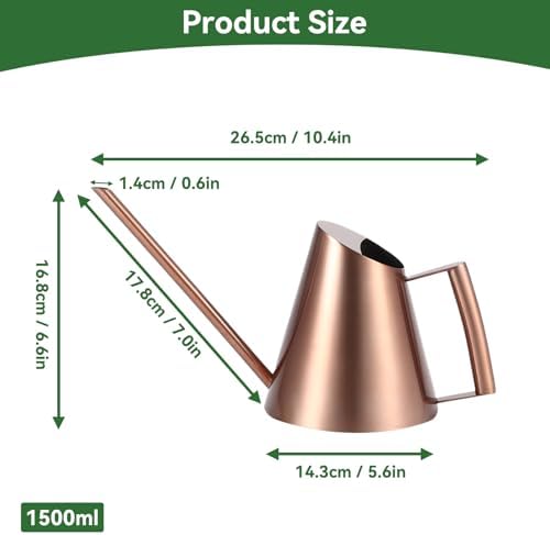 HERCHR Stainless Steel Watering Can, Indoor Watering Can Metal Watering Can for Outdoor and Indoor Plants(1500ml) - Image 2