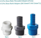 Rain Barrel Spigot Kit with Hole Saw 4 Pcs PVC Bulkhead Fitting, Ball Valve, Garden Hose Male Threaded Adapter, Barb Adapter, Thread Seal Tape (3/4 Inch) - Image 3