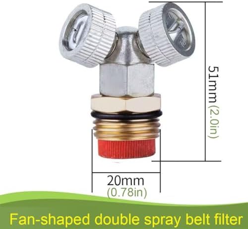1/2"（DN15） Brass Mist Nozzle Thread Mist Nozzle for Lifting Garden Bed Backyard Outdoor Cooling System（Pack of 5） Fan-Shaped Double Spray Belt Filter 5pcs - Image 3