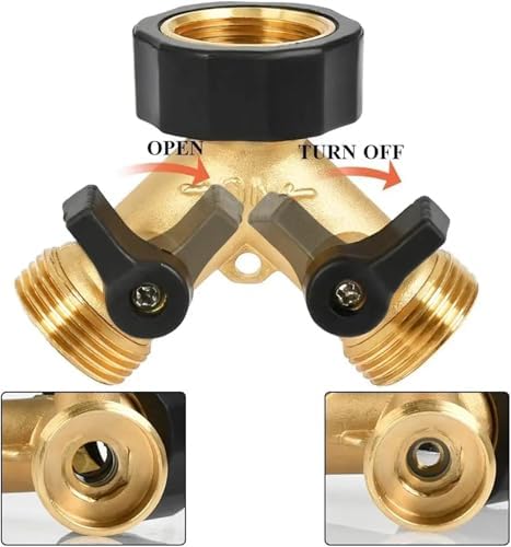 Water Tap Splitter, 2 Way Garden Hose Splitter with Independent Flow Control Gold 27.5mm(Gold-2pcs) - Image 5