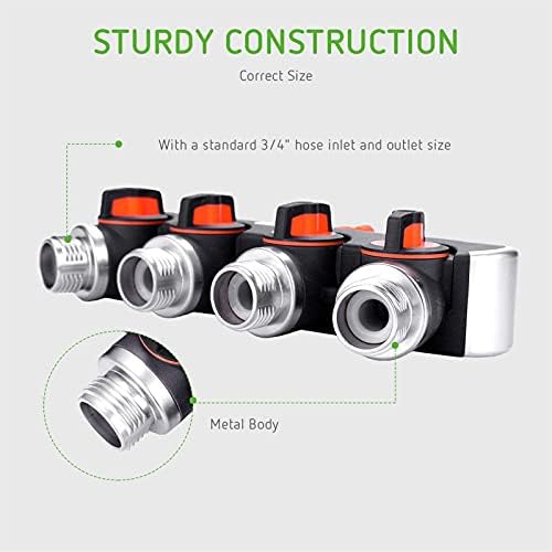 Zkenyao-Brass Connector 4 Way Garden Hose Splitter Water Hose Connector, Faucet Adapter with Comfortable Rubberized Grip for Drip Irrigation Lawns, Simple to Install - Image 3
