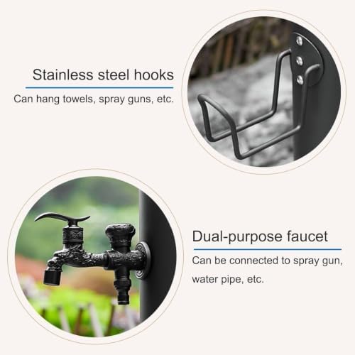 Outdoor Water Column with Faucet, Garden Water Faucet - Freestanding Hose Stand with Decorative Water Feature and Dispenser for Irrigation and Washing(86 * 10.5cm/33.9 * 4.1in) - Image 4