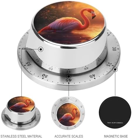 Flamingo in Water Funny Timer 60 Minute Countdown Timer Mechanical Time Management Tool for Kitchen Work - Image 3
