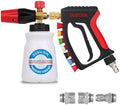 DUSICHIN Short Pressure Washer Gun Swivel Joint 4000 PSI Foam Cannon Lance,7 Pressure Washer Nozzle Tips Car Wash Foam Gun 7 Tip Slots 3/8'' Swivel Quick Connector,M22-14mm M22-15mm Fitting DUS2912 by DUSICHIN