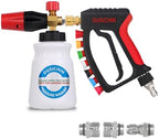 DUSICHIN Short Pressure Washer Gun Swivel Joint 4000 PSI Foam Cannon Lance,7 Pressure Washer Nozzle Tips Car Wash Foam Gun 7 Tip Slots 3/8'' Swivel Quick Connector,M22-14mm M22-15mm Fitting DUS2912 by DUSICHIN