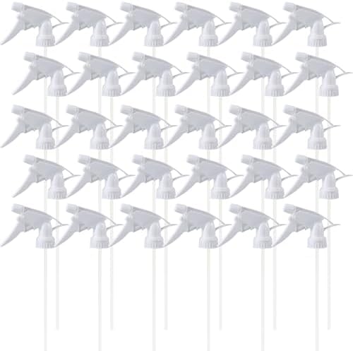 30 Pack Spray Bottle Nozzles, Heavy-Duty Stream Trigger Spray Nozzle Replacement Parts Adjustable Head Sprayer with Mist Stream Sprayer Fits 8oz /16oz Spray Bottles Round 28/400 Neck Bottles by River-CJ