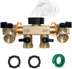 Hose Splitter 4 Way, Diivoo Heavy Duty Brass Hose Connector with Rotating Arms, High Flow Spigot Splitter, Easy Grip Faucet Splitter, Solid Hose Bib Splitter for Outdoor Gardening Hoses, 3/4" Standard by Diivoo