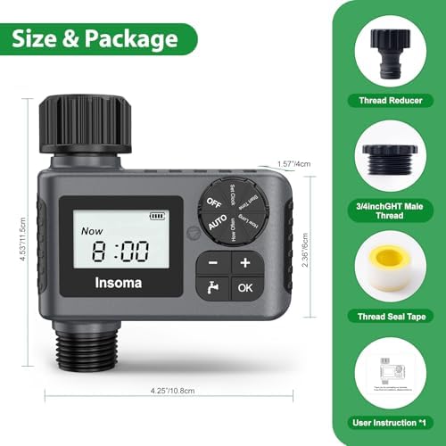 Water Timer, Digital Irrigation Controller System with Rain Delay/Manual Mode/Automatic, Programmable Hose Timers for Outdoor Garden Yard Lawn - Image 6