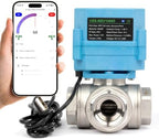 Motorized Ball Valve 3/4 in NPT U.S. Solid WiFi Smart 3-Way 304 Stainless Steel Electric USB Powered LED Indicator NSF Certified for Water Control and Irrigation by USSolid