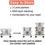 DUNCHATY Stackable Planter, Vertical Garden Planter with Wheels and Tools, Self Watering Strawberry Planter Indoor/Outdoor 3 Tier Herb Planter Pots for Growing Vegetables and Succulents,Gray - Image 6