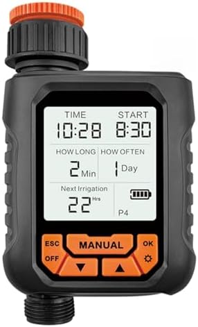 Irrigation Timer, Automatic Watering Timer with Timer and Frequency Watering, Programmable Water Irrigation Timer for Patio, Pool, Lawn (with Rain Sensor) by HURRISE