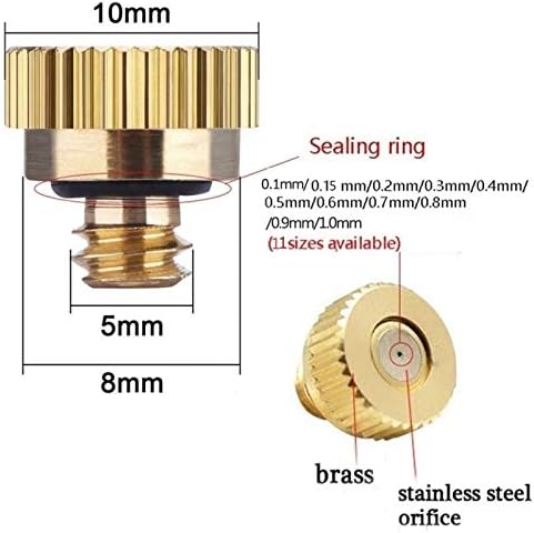 60PCS Brass Mister Nozzles Misting Nozzles for Cooling System Water Mister Sprinkle Fog Nozzles for Patio Garden 0.004-0.039" Sprayer Irrigation Tool Kit (Size : 0.1MM) - Image 2