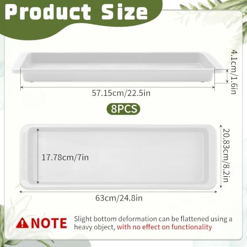 Cinnvoice 8 Pcs 24 x 8 x 1.6 Inch Rectangle Plant Saucer Tray, White - Image 3