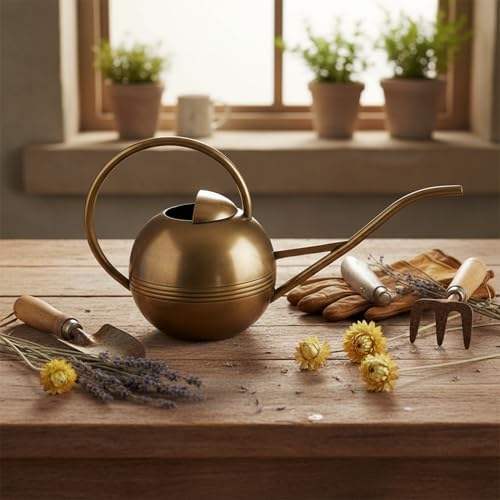 Brass Watering Can Classic Garden Tool for Indoor Outdoor Plants Elegant Durable Controlled Pour Home Gardening - Image 5