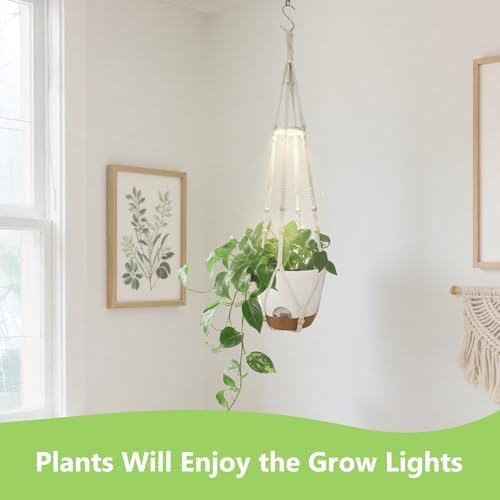2 Pack Self Watering Hanging Planters with Grow Light for Indoor Plants - Image 3