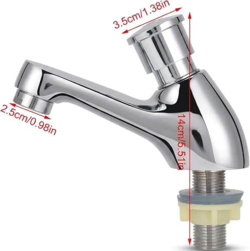Time Delay Faucet G1/2 Thread, Self Closing Water Saving Tap Copper Chrome Plated, Single Cold Metering Valve for Public Outdoor and Laundry Utility - Image 2