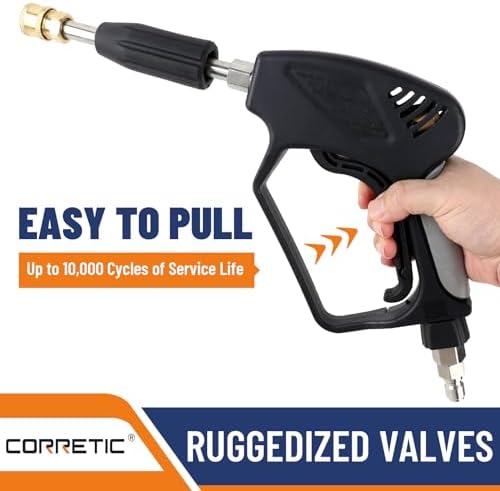 Short Pressure Washer Gun with Swivel,5000 PSI Max, 3/8" Plug & 1/4" Quick Connect Outlet, Power Washer Gun Compatible with Foam Cannon for Car Wash, 5 Spray Nozzle Tips, M22 14mm Fitting - Image 6