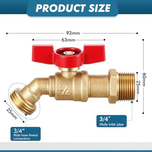 VIHOSE 10 Pack Brass Hose Bib 3/4" Mip X 3/4" Mht, Red Spigot - Image 3