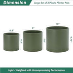 D'vine Dev 3-Pack Plastic Pots & Saucers, 6.5/8/10 in, Olive, 74-V-I-4 - Image 3