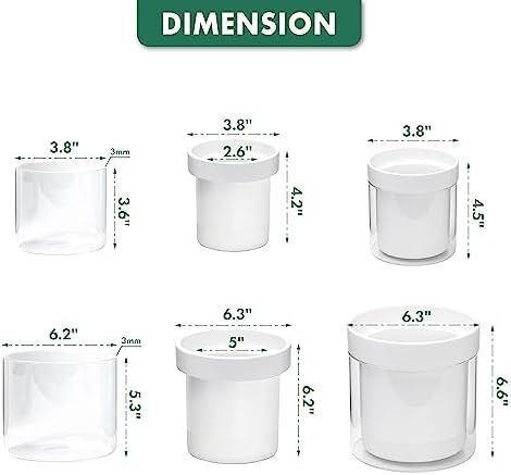 Phoenix Vine 6 Inch 4 Inch Self Watering Planter, White Terracotta Clay Pots with Glass Reservoir for Indoor Plants, Herbs, Flowers, 52-B-G-46 - Image 3